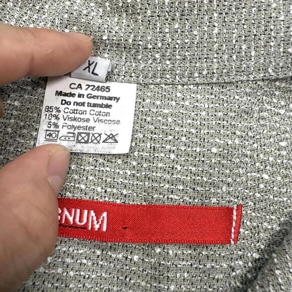 SIGNUM Beige Textured Shirt XL Cotton Blend Made in Germany Long Sleeve Overcoat - Picture 4 of 9